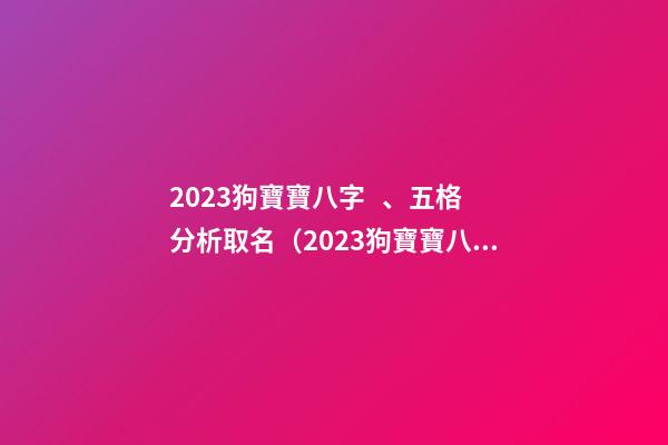 2023狗寶寶八字、五格分析取名（2023狗寶寶八字,五格分析取名吉兇）